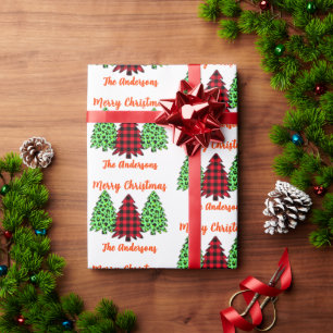 Papier Cadeau Buffalo Plaid Leopard Christmas Trees