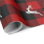 Papier Cadeau Buffalo Plaid Lomberjack Christmas Deer Silver<br><div class="desc">florenceK design élégant hiver chaud Vacances Noël papier d'emballage</div>