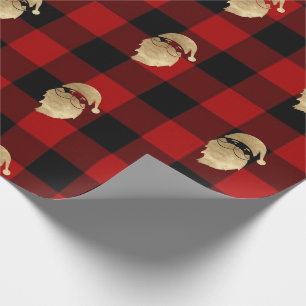 Papier Cadeau Buffalo Plaid Lomberjack Gold Père Noël hiver noir