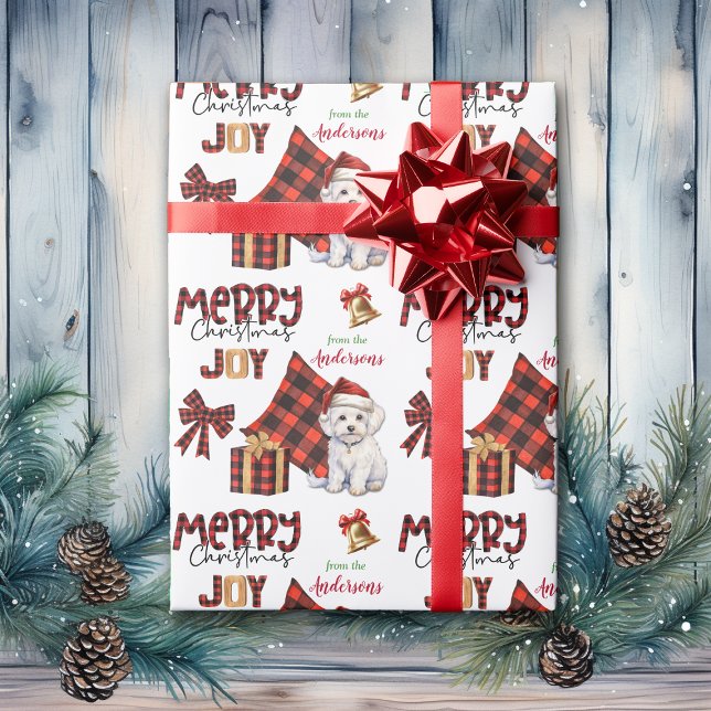 Papier Cadeau Buffalo Plaid Maltese Dog Christmas (Créateur téléchargé)