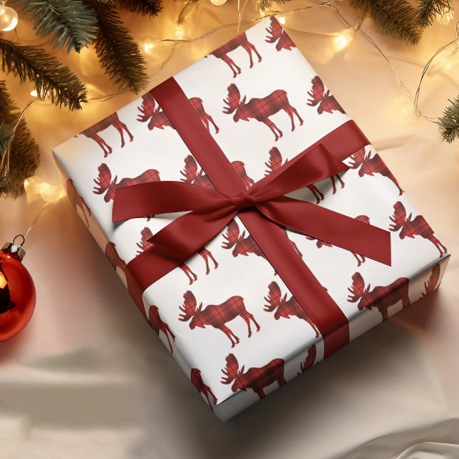 Papier Cadeau Buffalo Plaid Moose rustique Pays Bois (Créateur téléchargé)