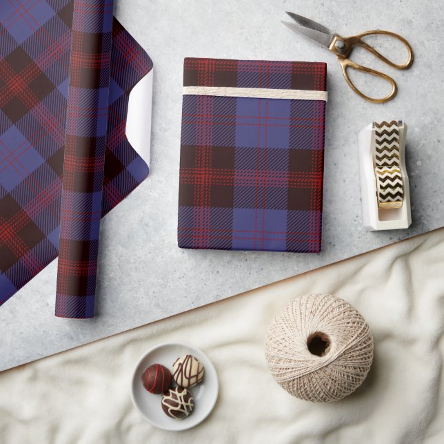 Papier Cadeau Buffalo plaid navy blue red  (Artisanat)