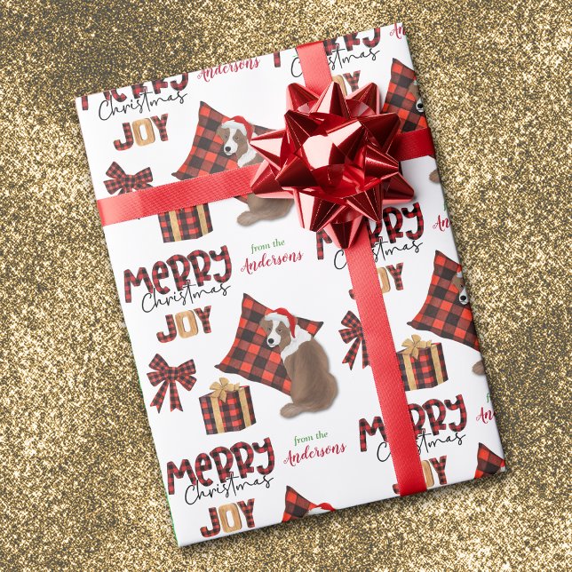 Papier Cadeau Buffalo Plaid Red Aussie Chien Noël (Créateur téléchargé)