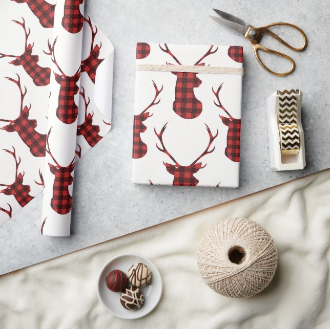 Papier Cadeau Buffalo Plaid Reindeer (Artisanat)