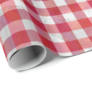 Papier Cadeau Buffalo plaid rouge et blanc