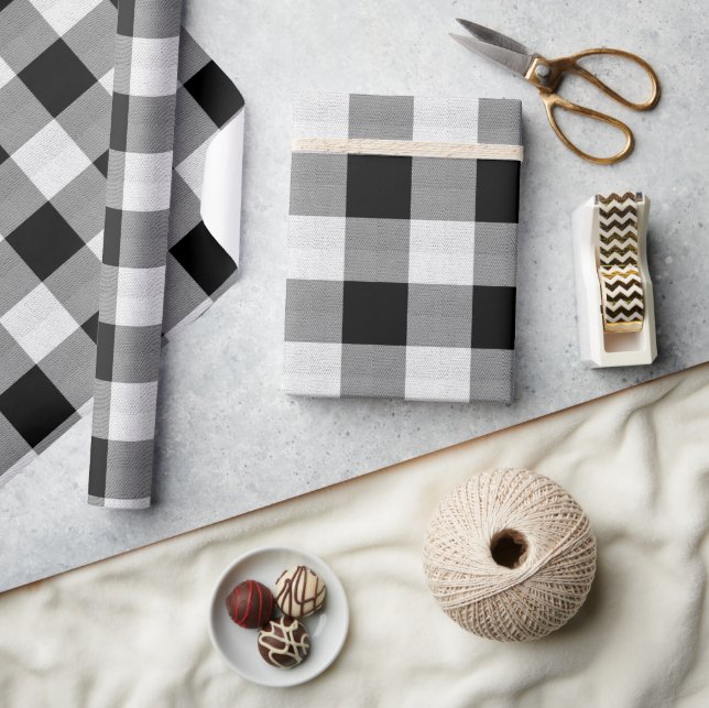 Papier Cadeau Buffalo plaqué noir et blanc ID603 (Artisanat)