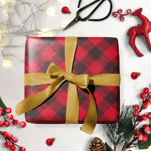 Papier Cadeau Buffalo Rouge et noir Plaid Motif Noël