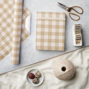 Papier Cadeau Buffle beige moderne Check Plaid Holiday