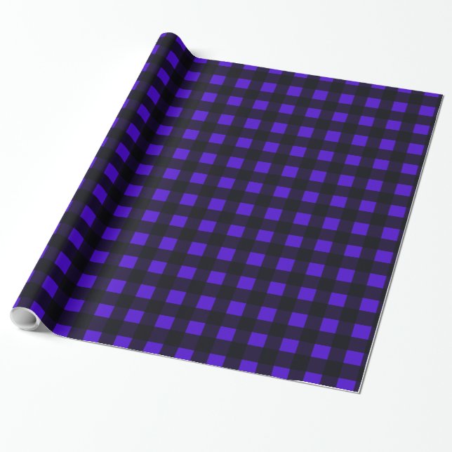 Papier Cadeau Buffle Bleu Grande Plaid (Déroulé)