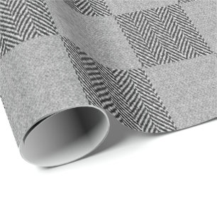 Papier Cadeau Buffle gris noir moderne Plaid Motif