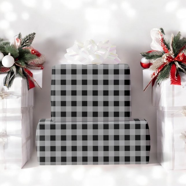 Papier Cadeau Buffle gris noir Plaid Noël (Créateur téléchargé)