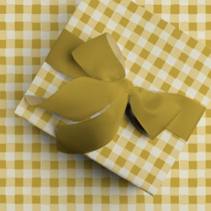 Papier Cadeau Buffle Jaune Doré Tiré À La Main Chèque Plaid