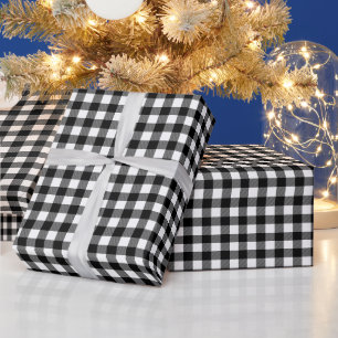 Papier Cadeau Buffle noir blanc Plaid Motif cadeau de Noël