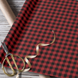 Papier Cadeau Buffle noir rouge Plaid Russe Check traditionnel