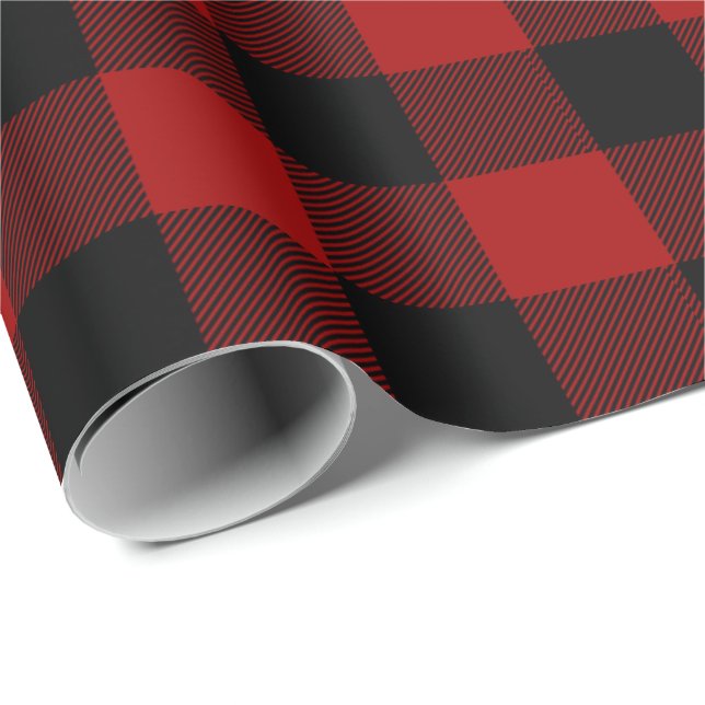 Papier Cadeau buffle rouge et noir plaid (Coin rond)
