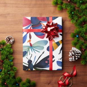 Papier Cadeau Bugs Colorés Insectes Whimsical Art