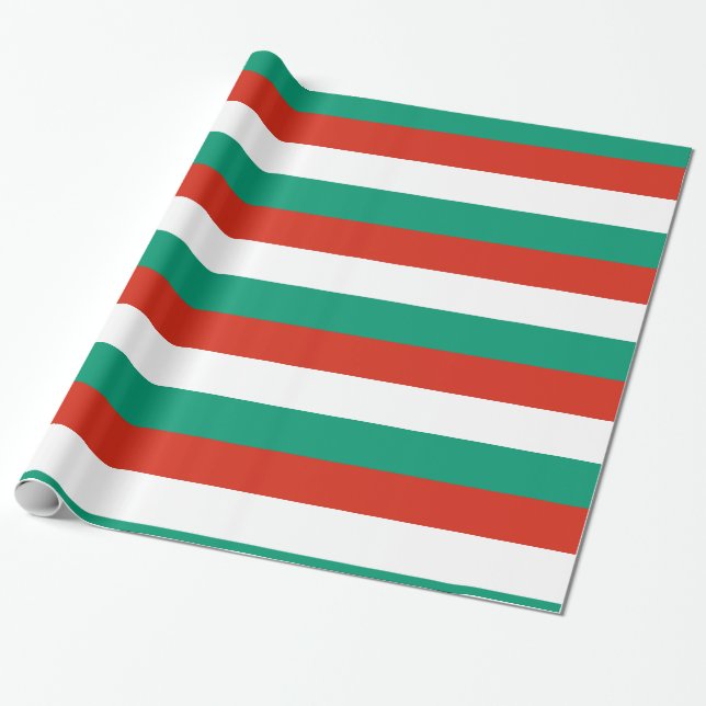 Papier Cadeau Bulgarie rouge blanc vert (Déroulé)