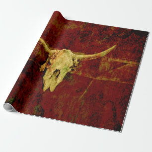 Papier Cadeau Bull Skull Western Pays Brown Russe Grunge Art
