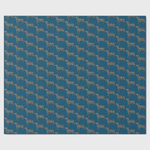 Papier Cadeau Bull Terrier Chien Silhouette Y&B Grille bleue