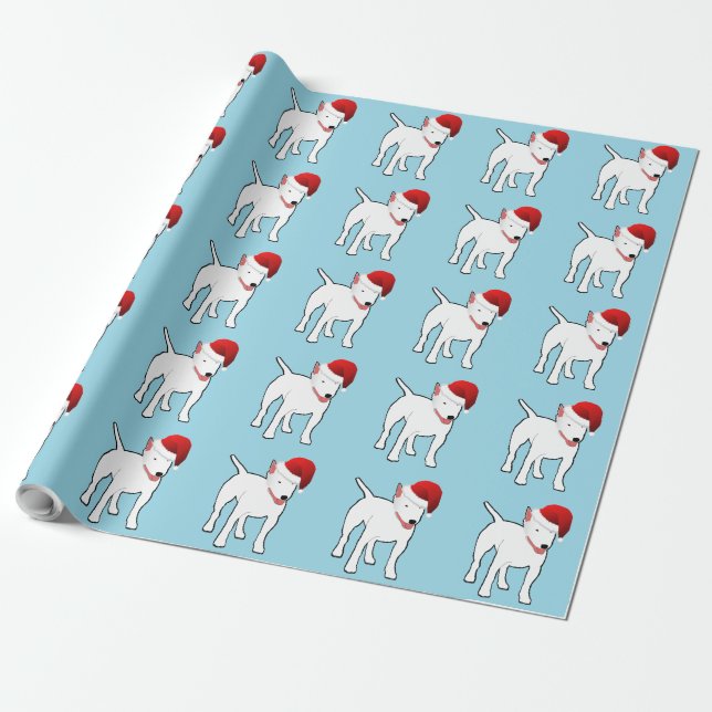 Papier Cadeau Bull-terrier de Père Noël (Déroulé)