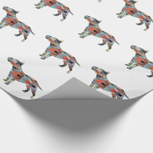 Papier Cadeau Bull Terrier Motif géométrique Silhouette Plaid