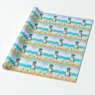 Papier Cadeau Bull Terrier sur la plage