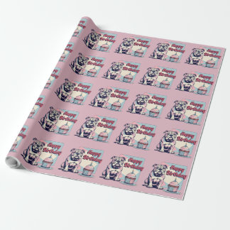 Papier Cadeau Bulldog coloré