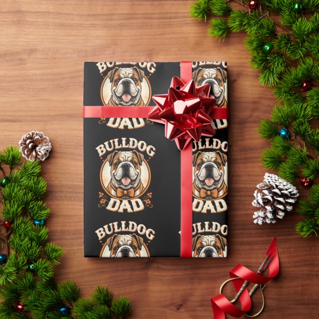 Papier Cadeau bulldog dad – cute vintage bulldog father’s day (Cadeau de vacances)