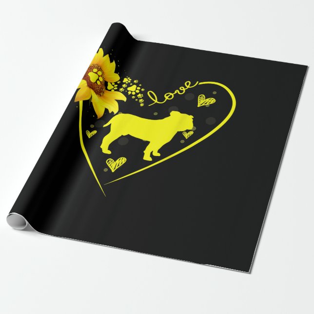 Papier Cadeau Bulldog | Love (Déroulé)
