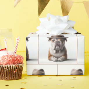 Papier Cadeau Bulldog portant une fedora