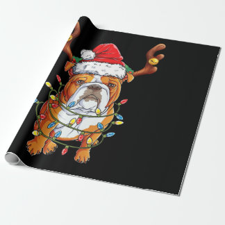 Papier Cadeau Bulldog Reindeer Noël drôle
