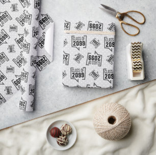 Papier Cadeau Bulle vocale de l'année de classe noire