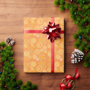 Papier Cadeau Bulles de Bubble Gum partout Orange