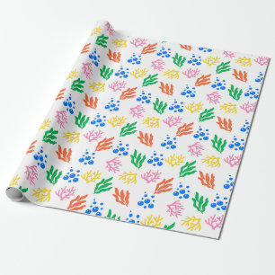 Papier Cadeau Bulles de corail colorées Motif d'océan
