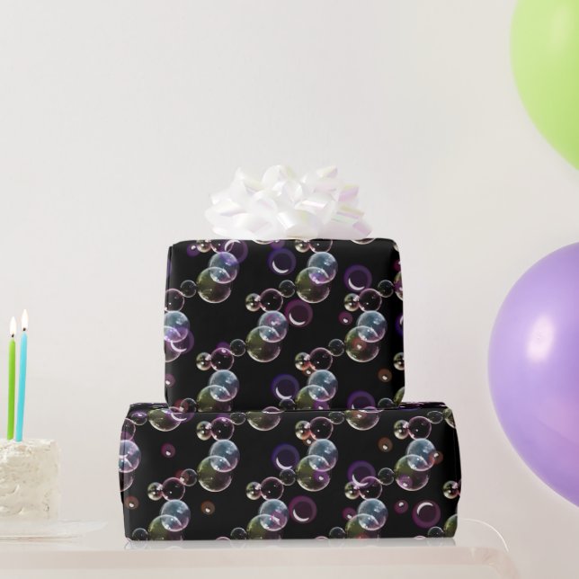 Papier Cadeau Bulles de savon en noir (Cadeaux de fête)