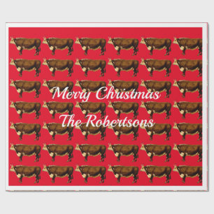 Papier Cadeau Bulles Vintages de Hereford en rouge