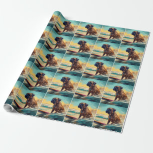 Papier Cadeau Bullmastiff Beach Surfing Peinture