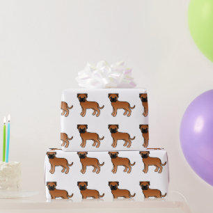 Papier Cadeau Bullmastiff Rouge Motif Chien de Dessin Animé Mign