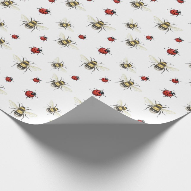 Papier cadeau Bumble Bee & Ladybird Wrapping (Coin)