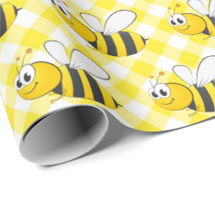Papier Cadeau Bumblebebe Sur En vichy Jaune