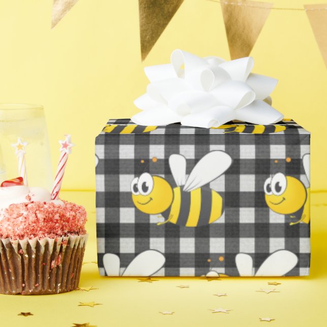 Papier Cadeau Bumblebee En vichy (Fête d'anniversaire)
