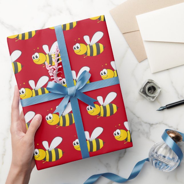 Papier Cadeau Bumblebee sur rouge (Cadeaux)