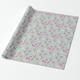 Papier Cadeau Bunnies et fleurs roses