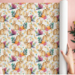 Papier Cadeau Bunnies florales du printemps Galore<br><div class="desc">Des lapins bronzés assis à côté de flancs d'eau rose, jaune, vert et doré sur un arrière - plan blanc crémeux. Idéal pour la famille et les enfants, et parfait pour les cadeaux de Pâques, anniversaires, fêtes de jardin, diplômes ou douches nuptiales. Il y a un ensemble de vaisselle assorti...</div>