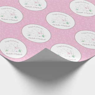 Papier Cadeau Bunny Baby shower Spring Rose Girl