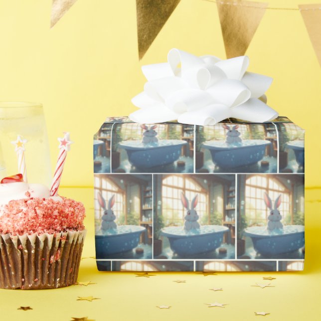 Papier Cadeau Bunny Dans Le Bain À Bulle (Fête d'anniversaire)