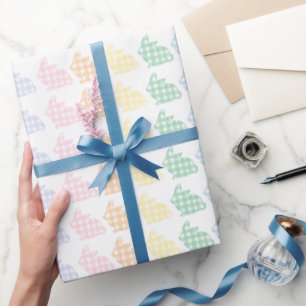 Papier Cadeau Bunny de Pâques En vichy Pastel
