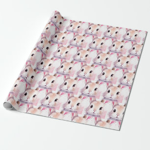 Papier Cadeau Bunny Mignon Aquarelle Rose Baby Shower