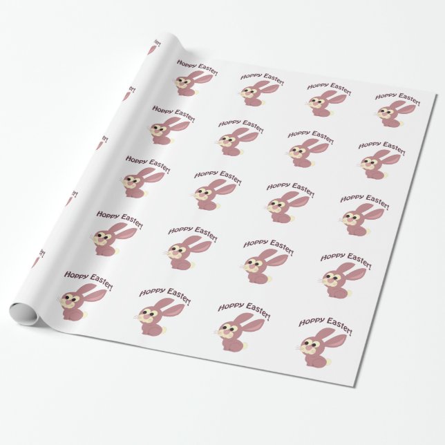 Papier Cadeau Bunny rose pâle (Déroulé)