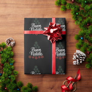 Papier Cadeau Buon Natale Italienne Famille de Noël